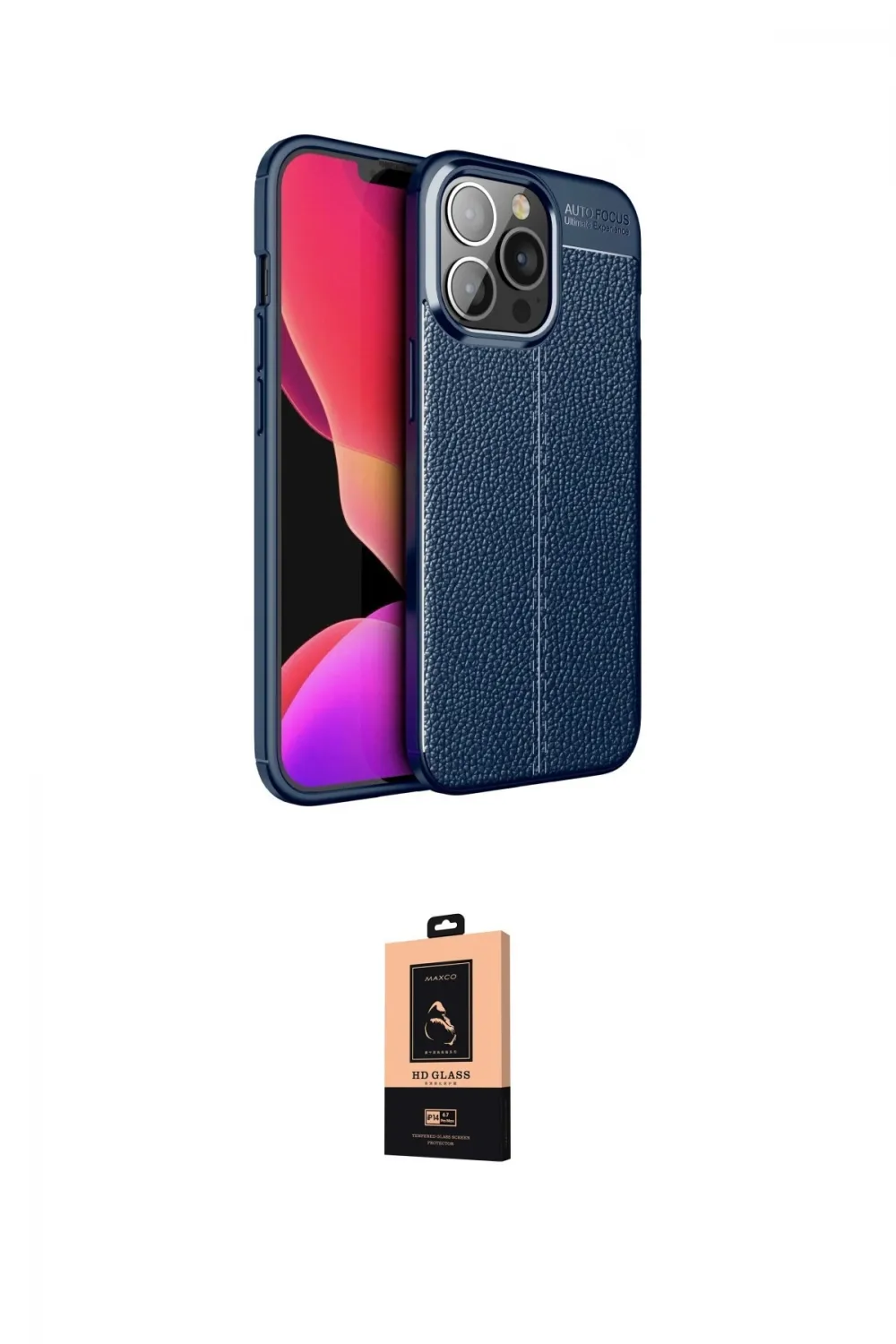 ieg™ iPhone 13 Pro Max Kılıf Doruk Klasik Özel Seri - Şeffaf Maxco Cam Ekran Koruyucu