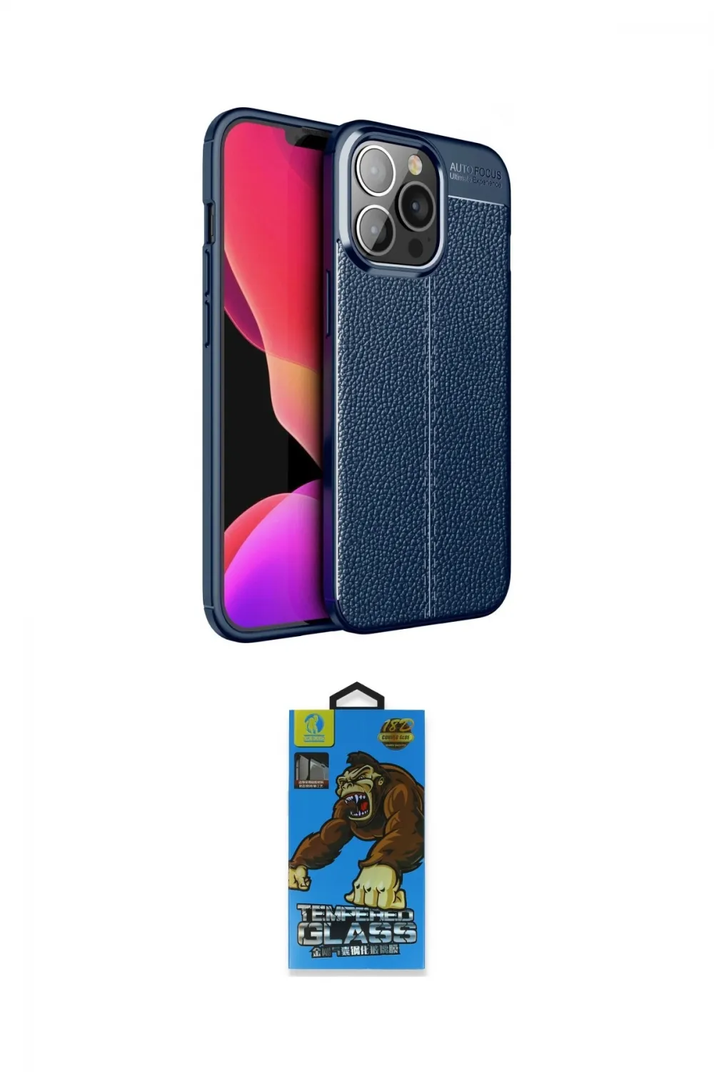 ieg™ iPhone 13 Pro Max Kılıf Doruk Klasik Özel Seri - Siyah 18D Cam Ekran Koruyucu