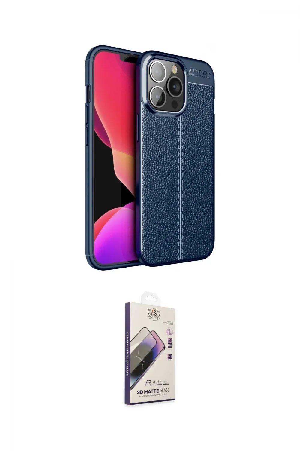 ieg™ iPhone 13 Pro Max Kılıf Doruk Klasik Özel Seri - Siyah Bilvis 3D Mat Cam Ekran Koruyucu