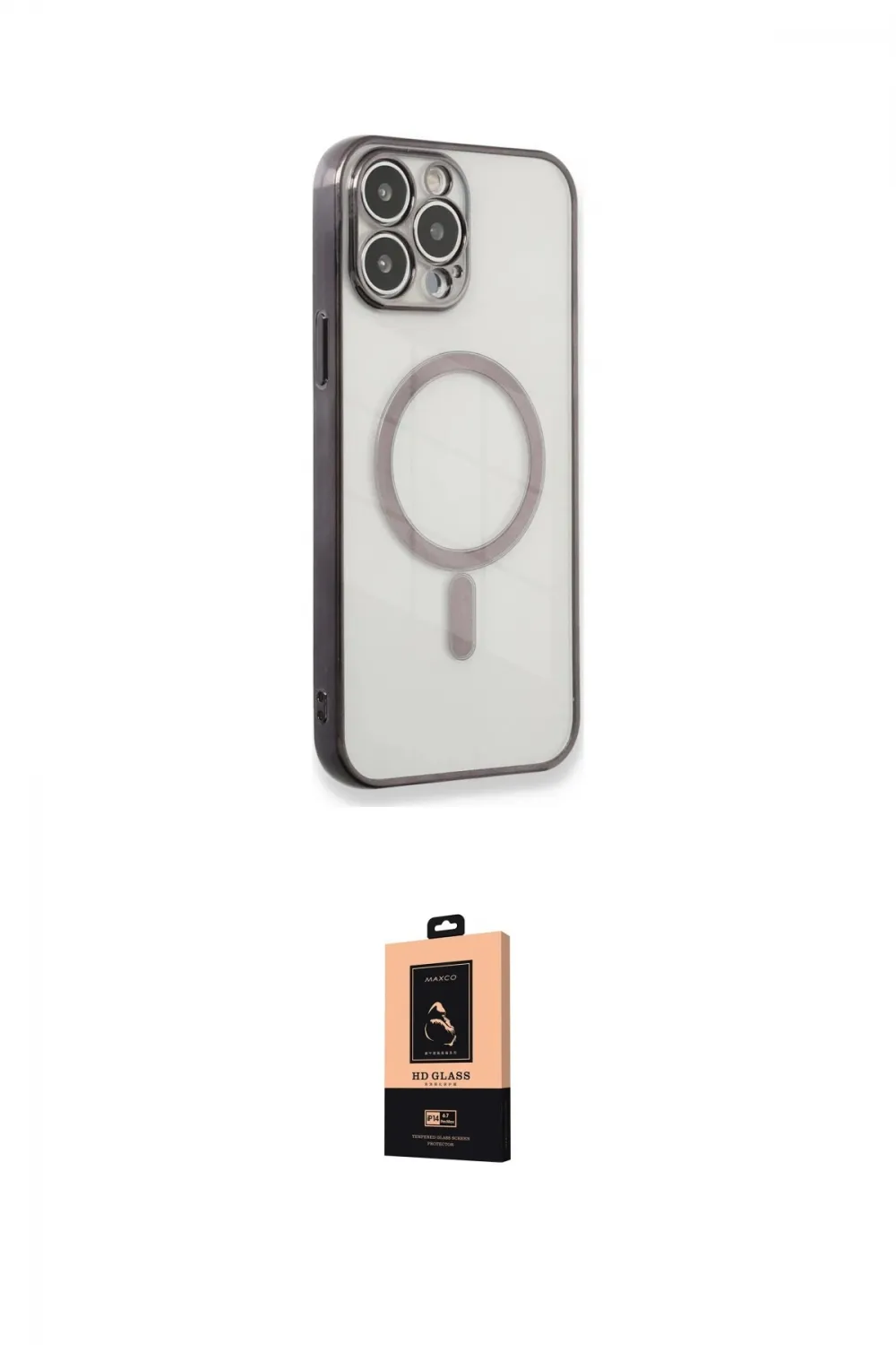 ieg™ iPhone 13 Pro Max Kılıf Doruk Minimal - Şeffaf Maxco Cam Ekran Koruyucu