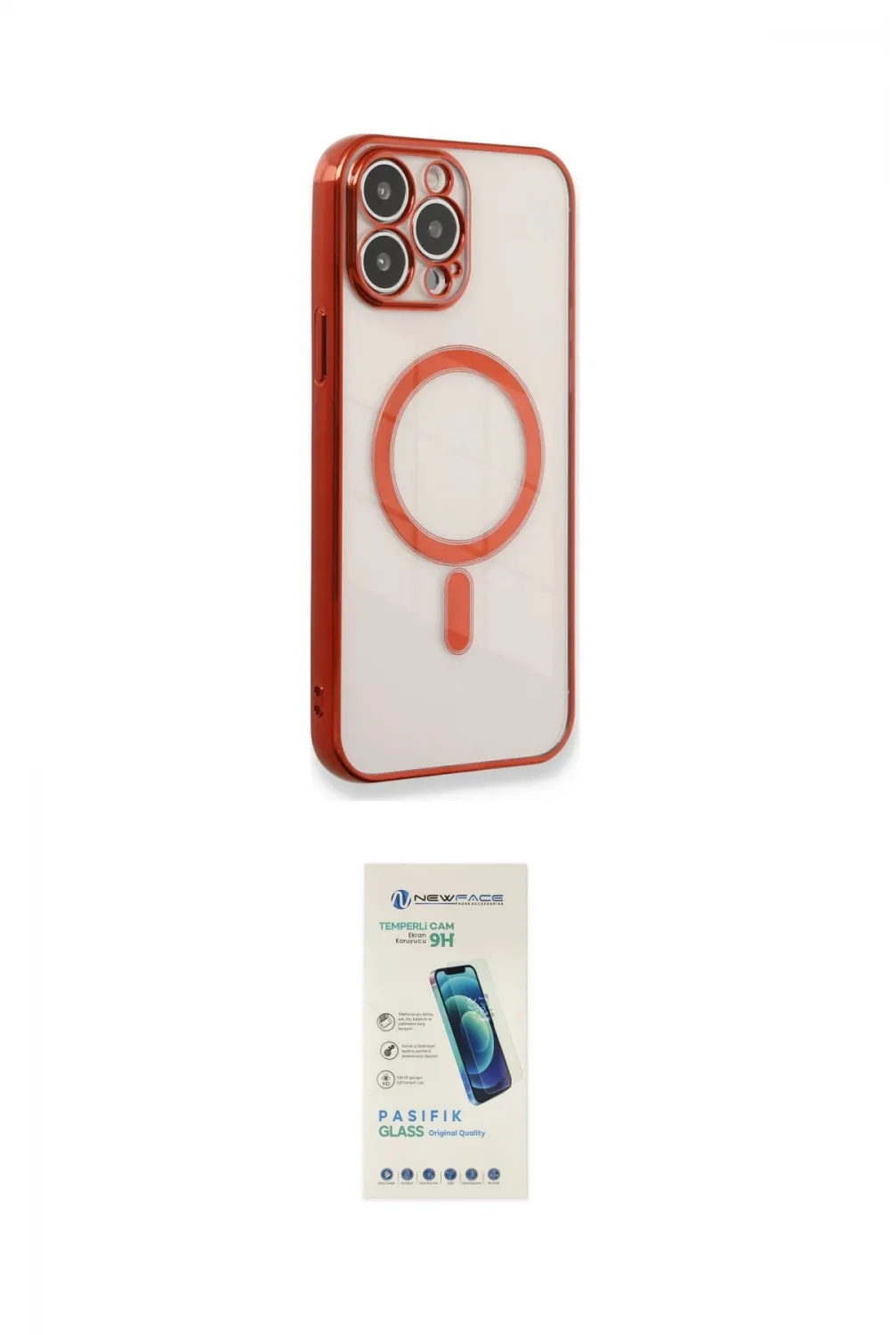 ieg™ iPhone 13 Pro Max Kılıf Doruk Minimal - Şeffaf Pasifik Cam Ekran Koruyucu