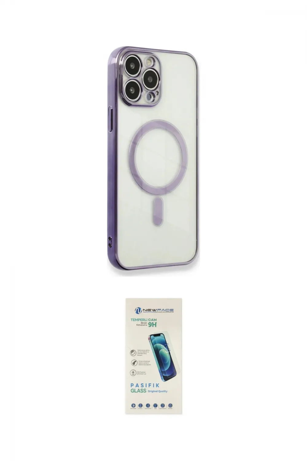 ieg™ iPhone 13 Pro Max Kılıf Doruk Minimal - Şeffaf Pasifik Cam Ekran Koruyucu