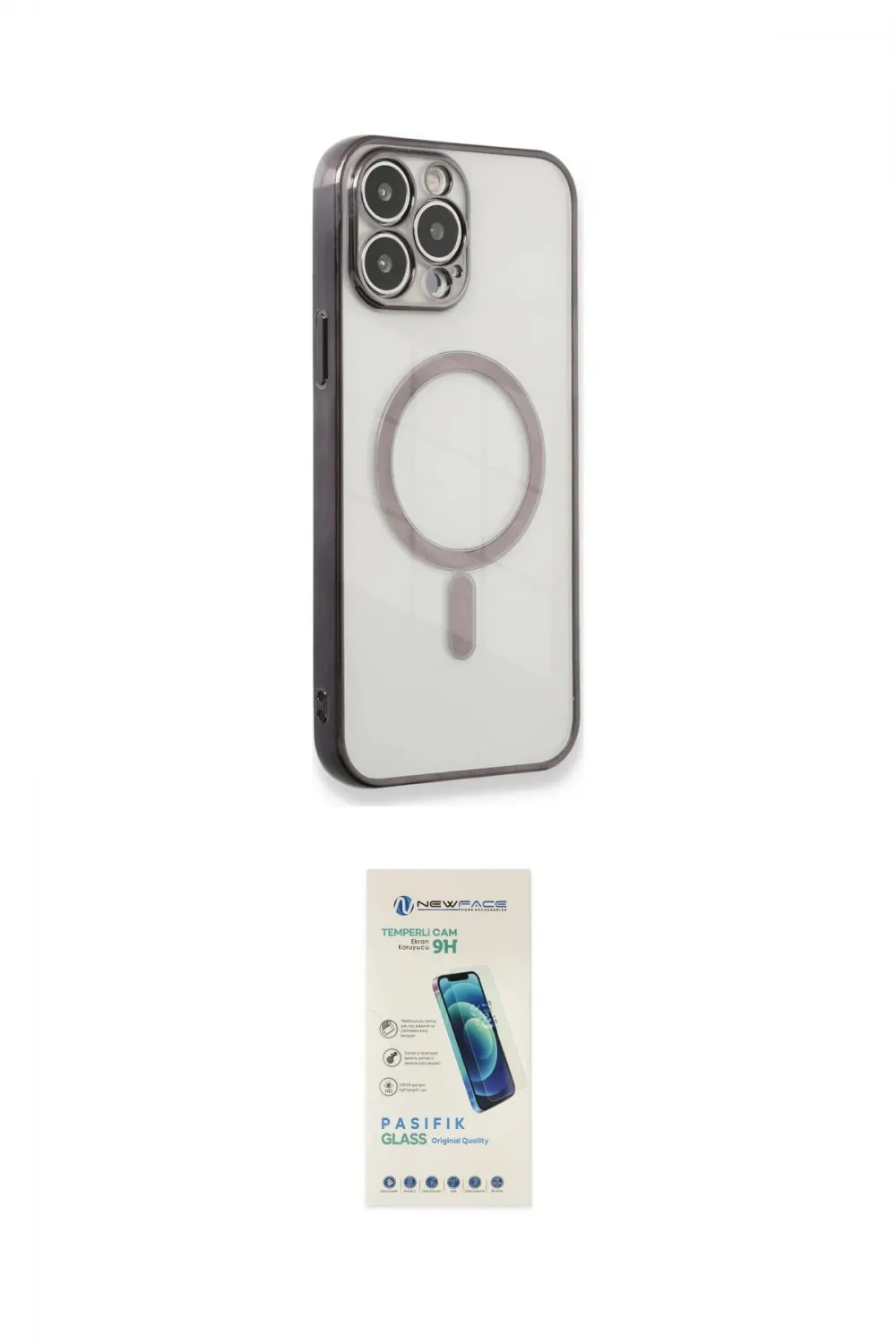 ieg™ iPhone 13 Pro Max Kılıf Doruk Minimal - Şeffaf Pasifik Cam Ekran Koruyucu