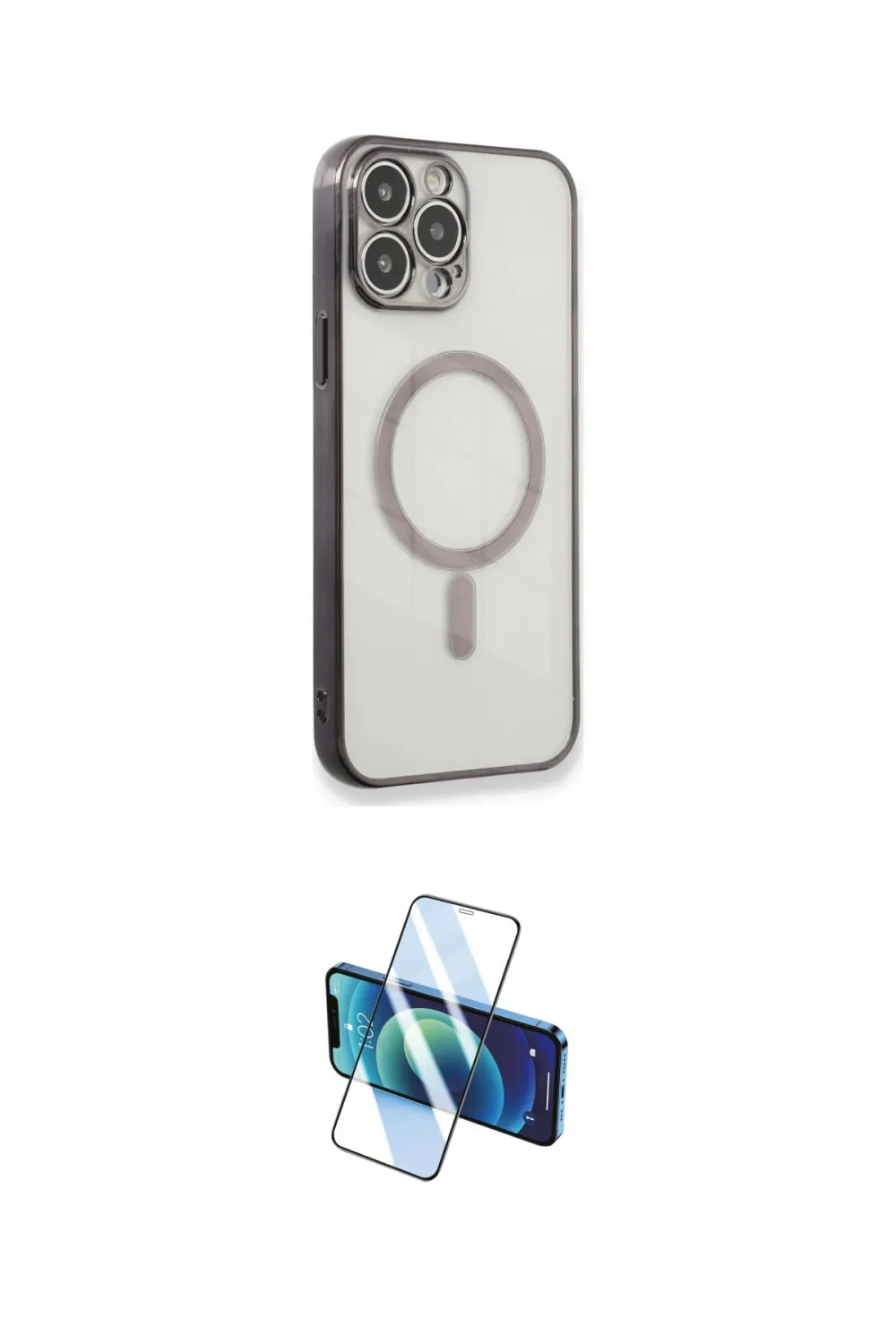 ieg™ iPhone 13 Pro Max Kılıf Doruk Minimal - Siyah 3D Antistatik Cam Ekran Koruyucu