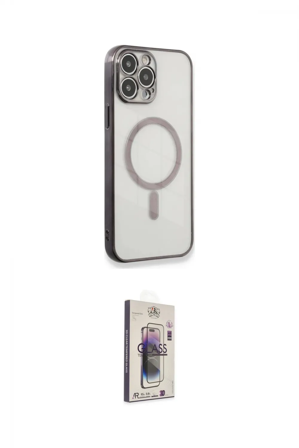 ieg™ iPhone 13 Pro Max Kılıf Doruk Minimal - Siyah Bilvis 3D Cam Ekran Koruyucu