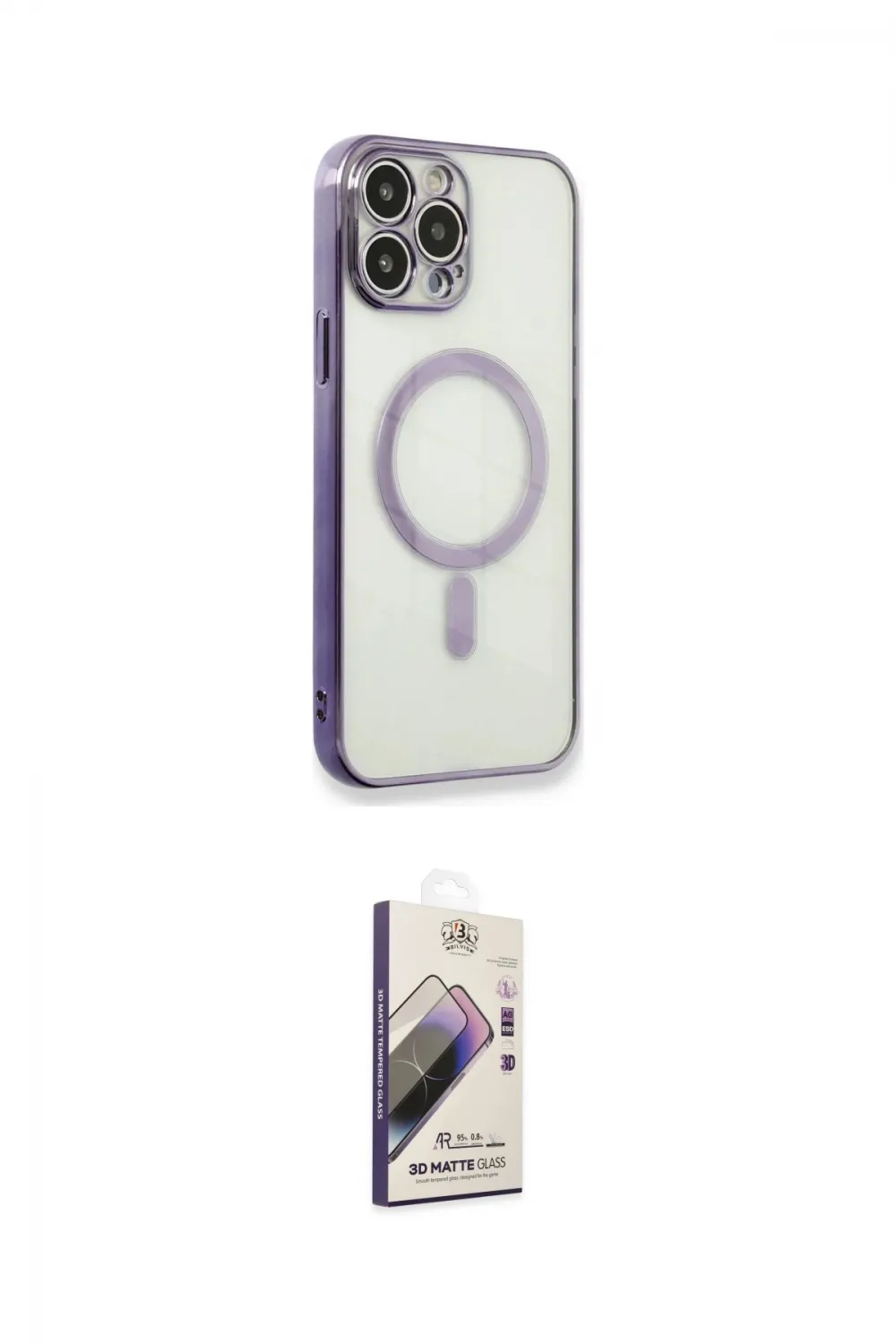 ieg™ iPhone 13 Pro Max Kılıf Doruk Minimal - Siyah Bilvis 3D Mat Cam Ekran Koruyucu