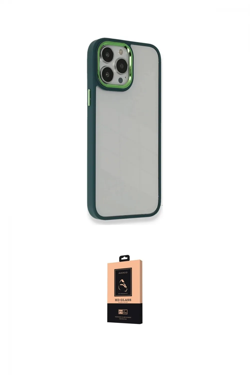 ieg™ iPhone 13 Pro Max Kılıf Eksen Doku Prime - Şeffaf Maxco Cam Ekran Koruyucu