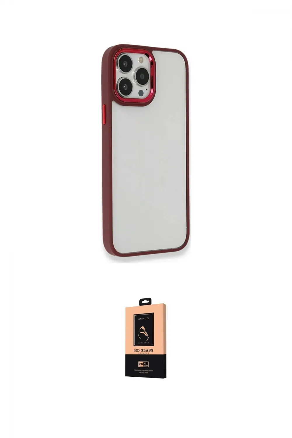 ieg™ iPhone 13 Pro Max Kılıf Eksen Doku Prime - Şeffaf Maxco Cam Ekran Koruyucu