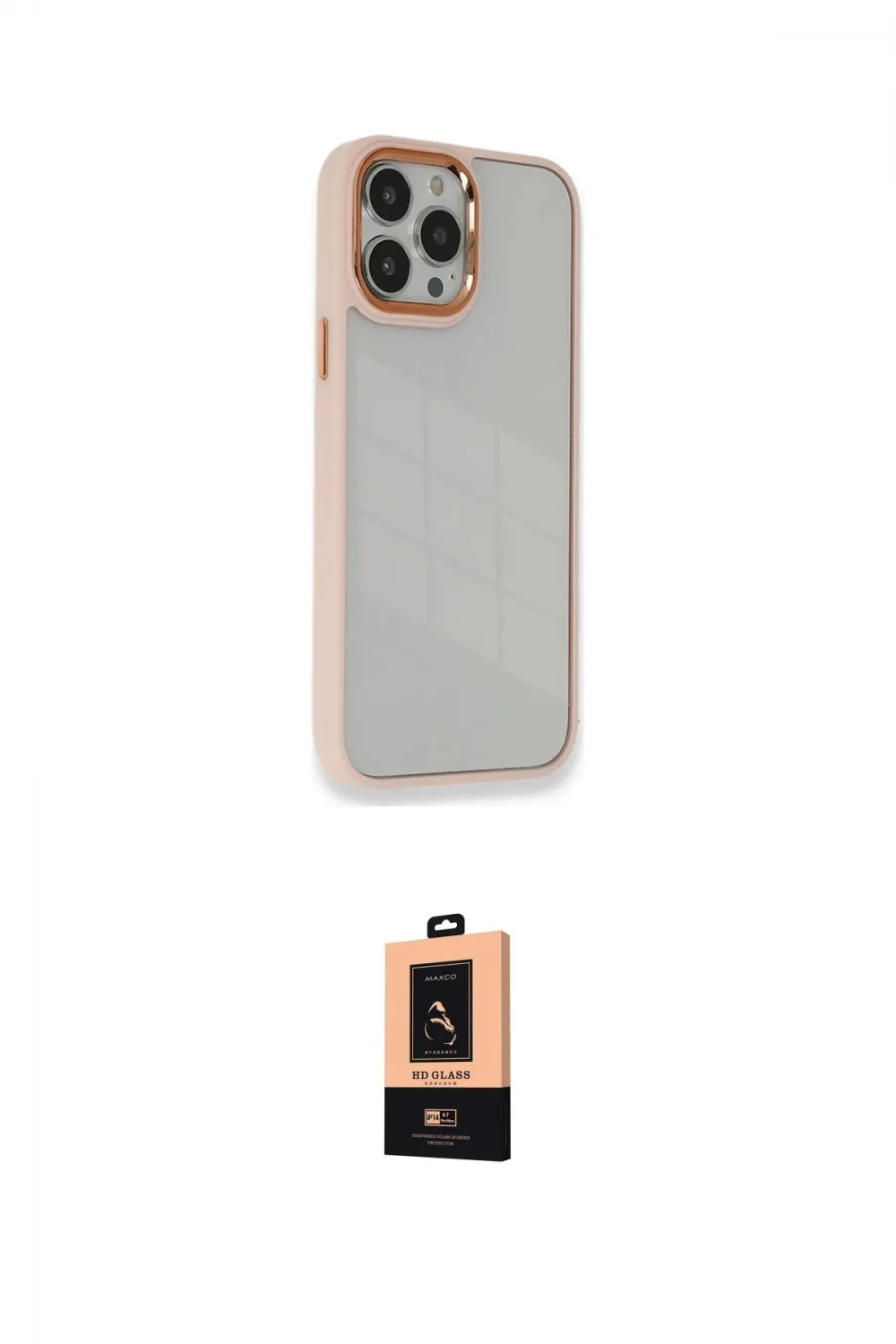 ieg™ iPhone 13 Pro Max Kılıf Eksen Doku Prime - Şeffaf Maxco Cam Ekran Koruyucu