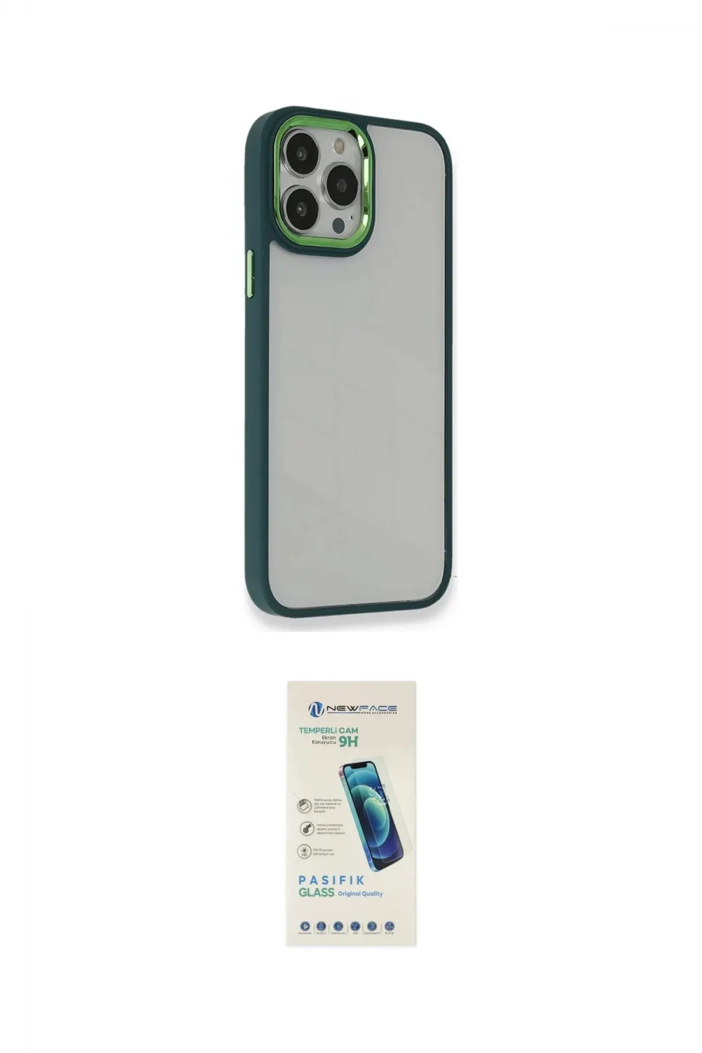 ieg™ iPhone 13 Pro Max Kılıf Eksen Doku Prime - Şeffaf Pasifik Cam Ekran Koruyucu