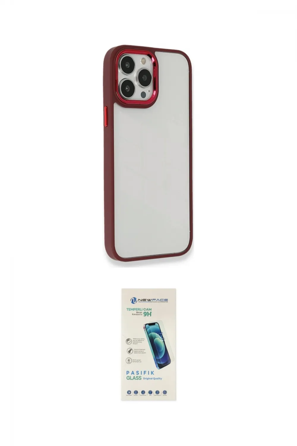 ieg™ iPhone 13 Pro Max Kılıf Eksen Doku Prime - Şeffaf Pasifik Cam Ekran Koruyucu