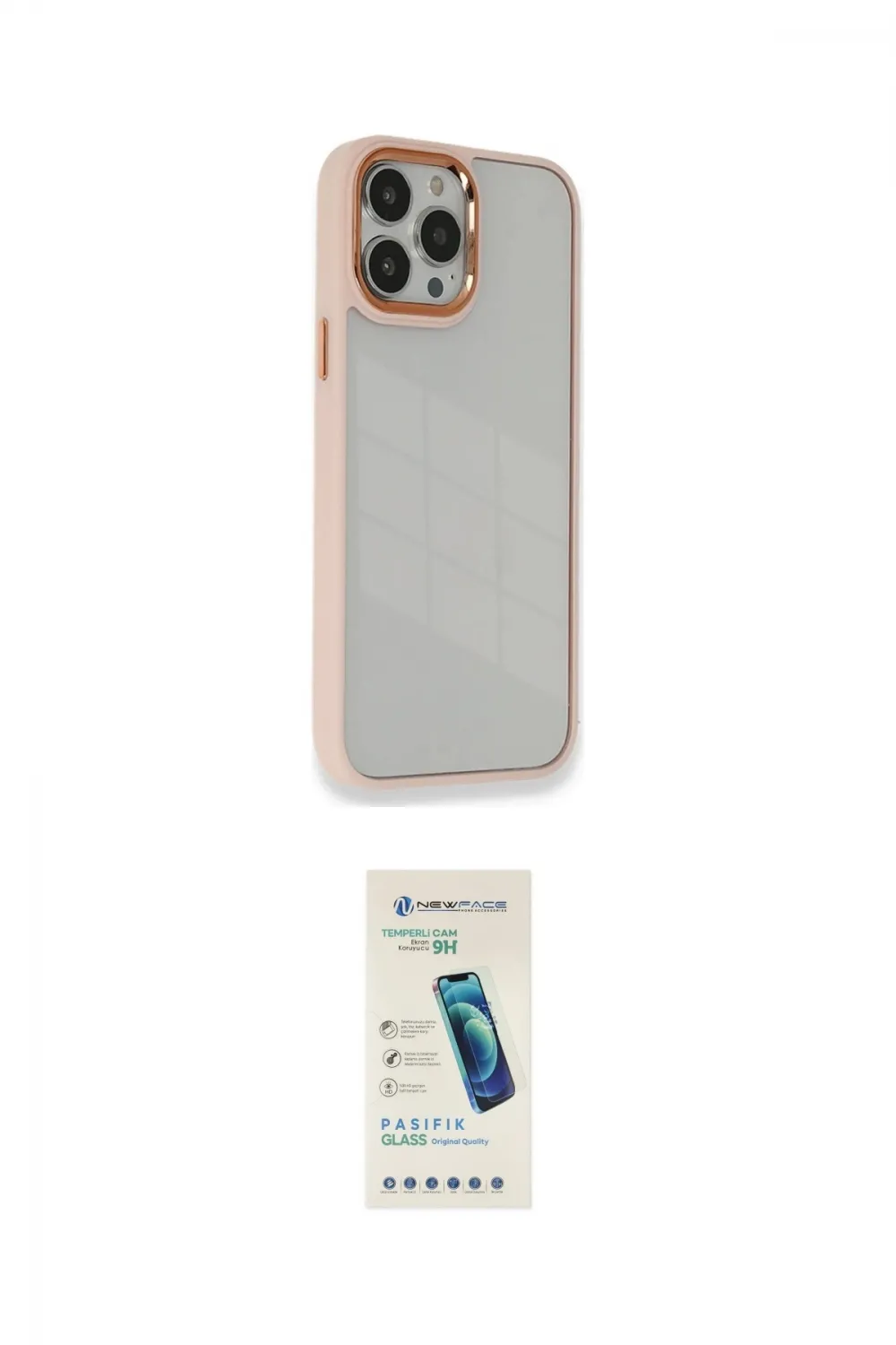 ieg™ iPhone 13 Pro Max Kılıf Eksen Doku Prime - Şeffaf Pasifik Cam Ekran Koruyucu
