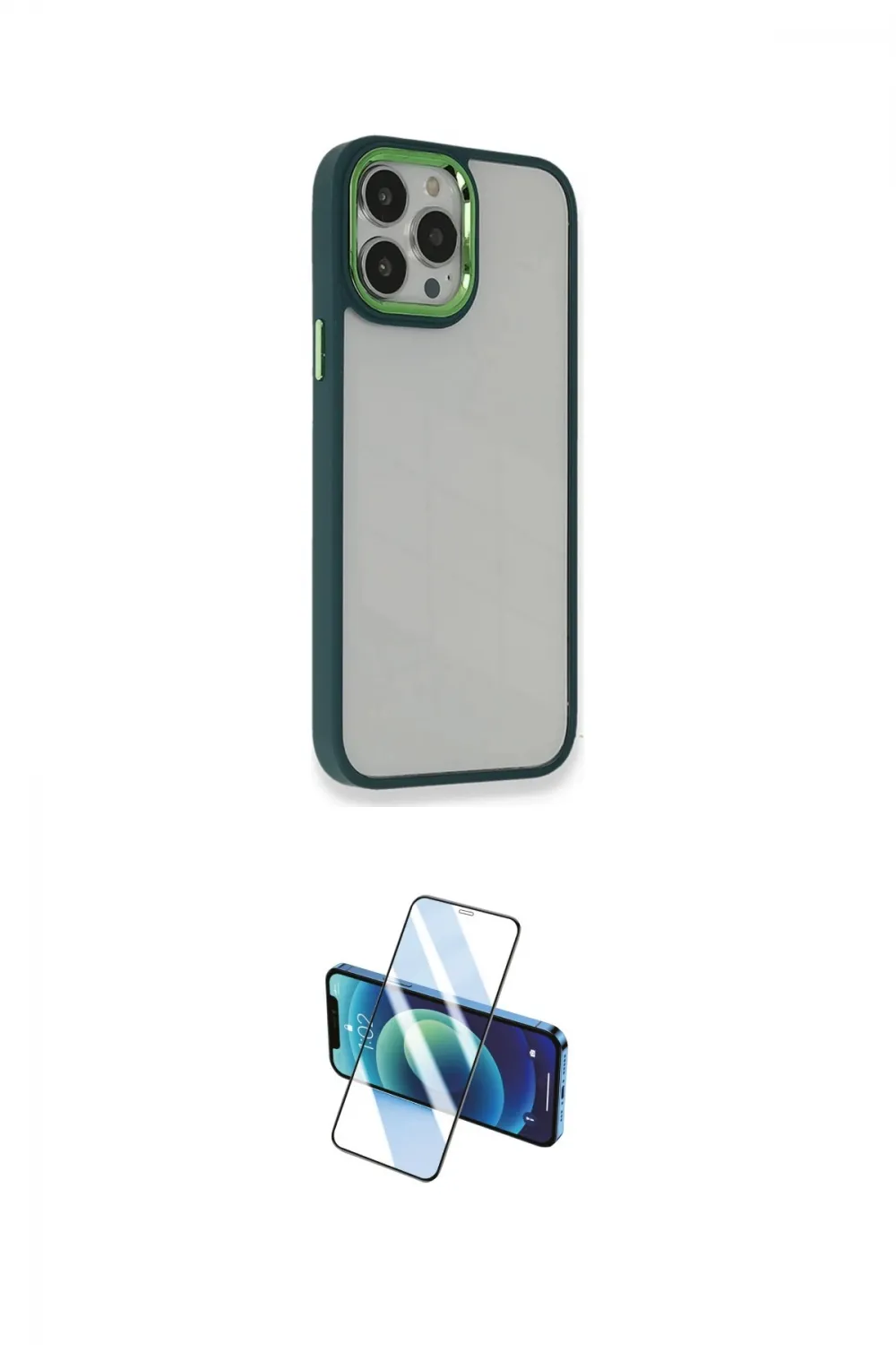 ieg™ iPhone 13 Pro Max Kılıf Eksen Doku Prime - Siyah 3D Antistatik Cam Ekran Koruyucu