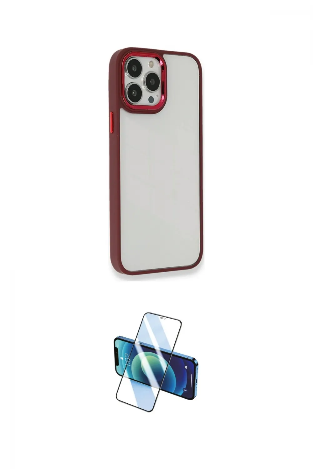 ieg™ iPhone 13 Pro Max Kılıf Eksen Doku Prime - Siyah 3D Antistatik Cam Ekran Koruyucu