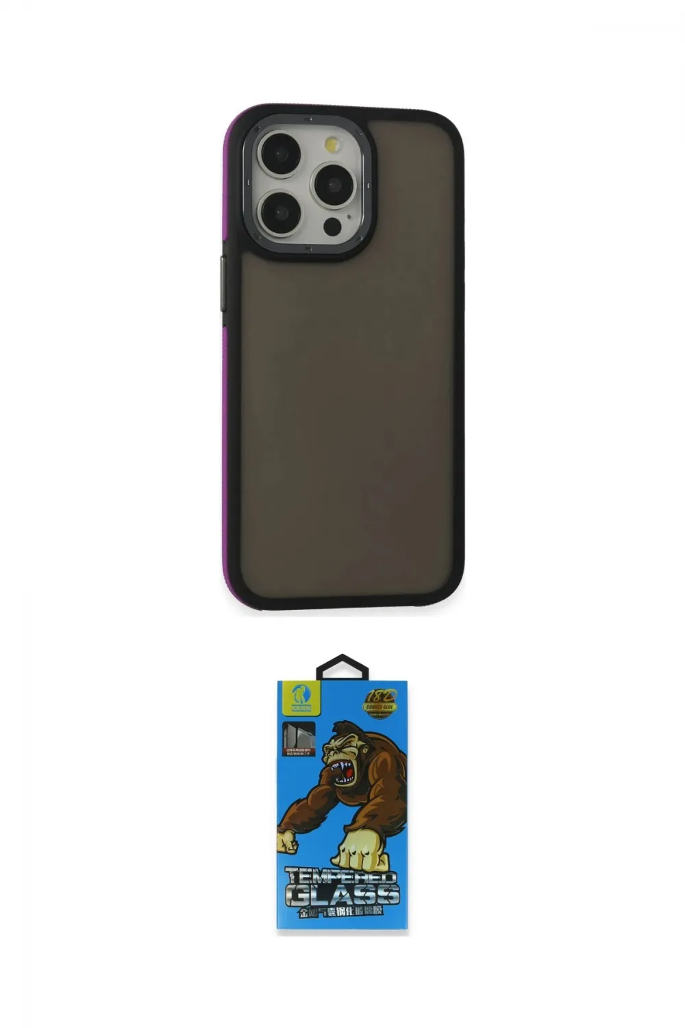 ieg™ iPhone 13 Pro Max Kılıf Eksen Işık - Siyah 18D Cam Ekran Koruyucu