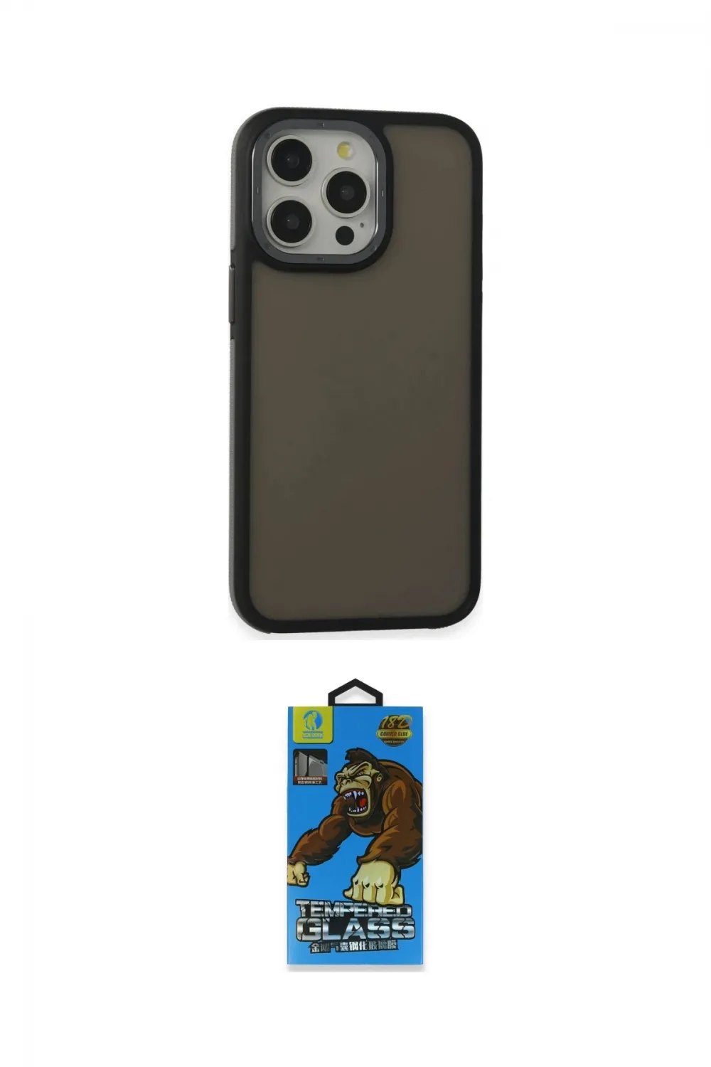 ieg™ iPhone 13 Pro Max Kılıf Eksen Işık - Siyah 18D Cam Ekran Koruyucu