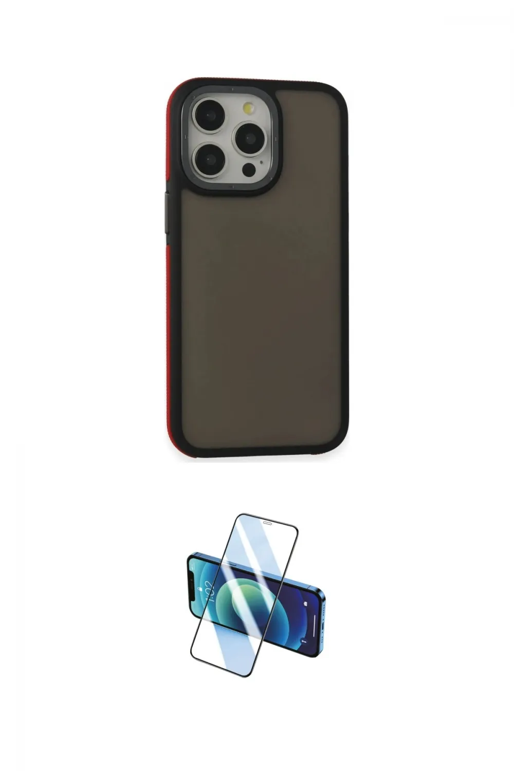 ieg™ iPhone 13 Pro Max Kılıf Eksen Işık - Siyah 3D Antistatik Cam Ekran Koruyucu