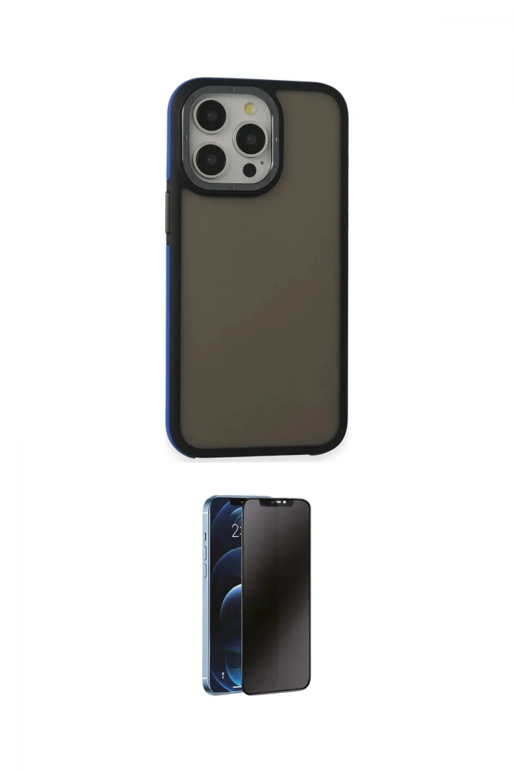 ieg™ iPhone 13 Pro Max Kılıf Eksen Işık - Siyah 3D Antistatik Hayalet Cam Ekran Koruyucu