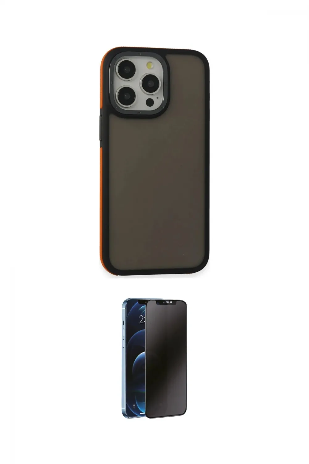ieg™ iPhone 13 Pro Max Kılıf Eksen Işık - Siyah 3D Antistatik Hayalet Cam Ekran Koruyucu