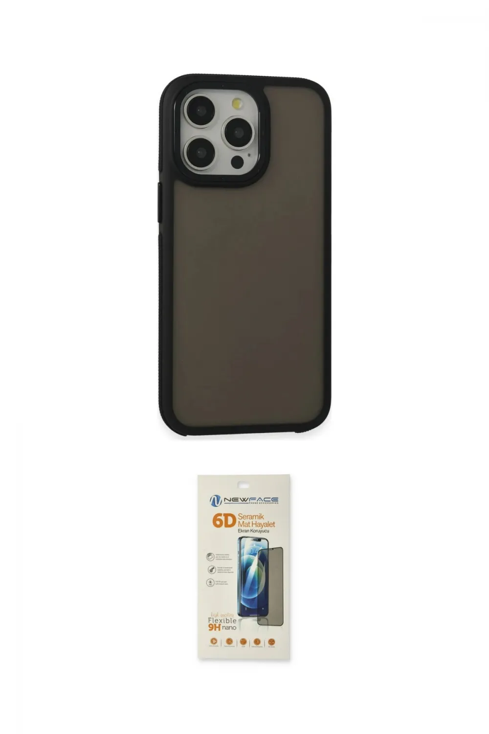 ieg™ iPhone 13 Pro Max Kılıf Eksen Işık - Siyah 6D Mat Seramik Hayalet Nano Ekran Koruyucu