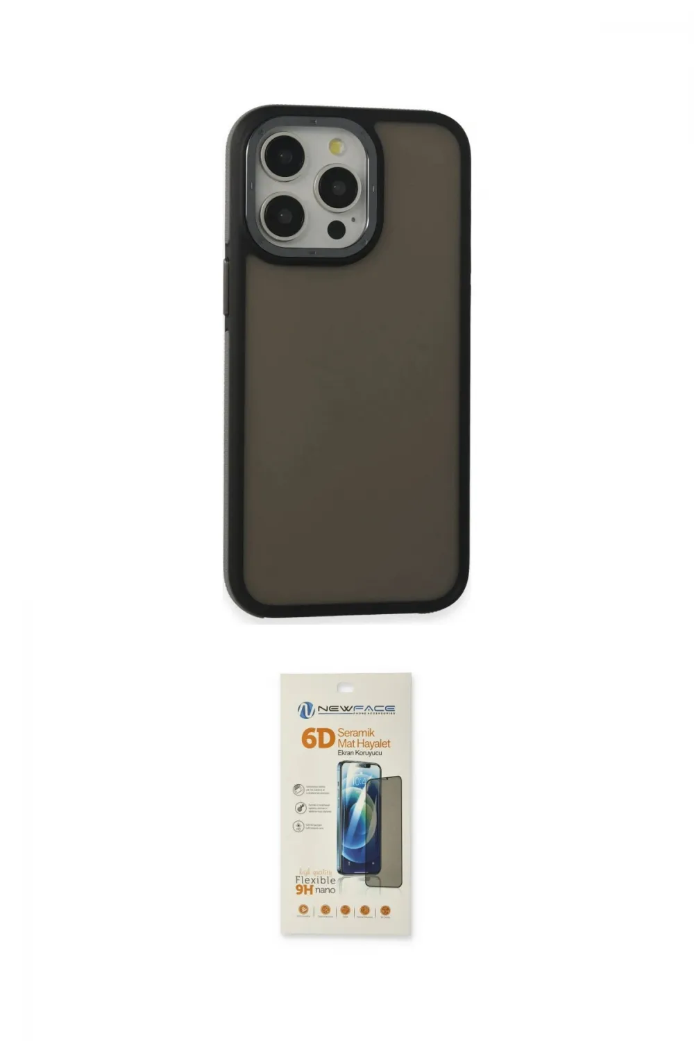 ieg™ iPhone 13 Pro Max Kılıf Eksen Işık - Siyah 6D Mat Seramik Hayalet Nano Ekran Koruyucu