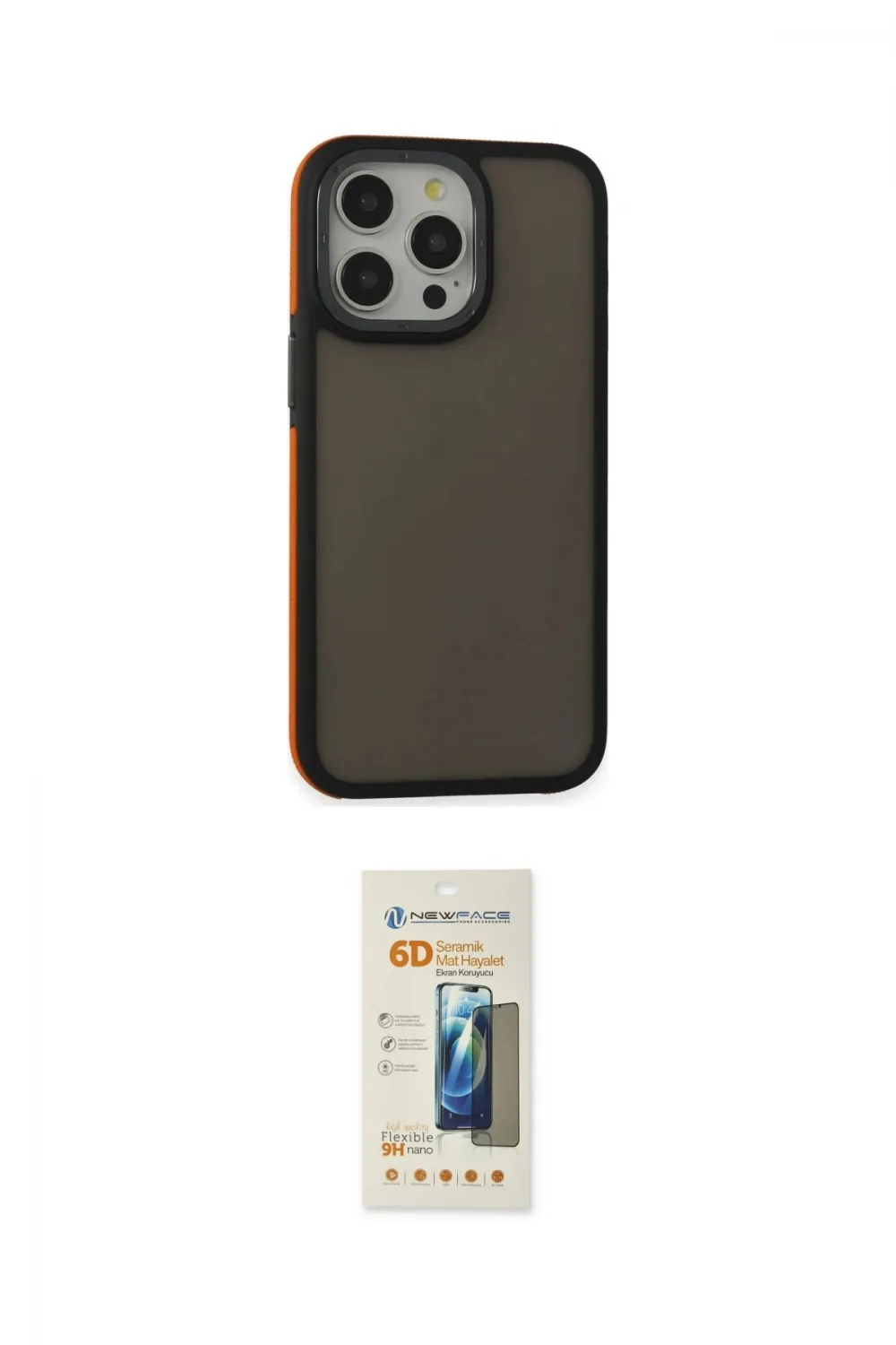 ieg™ iPhone 13 Pro Max Kılıf Eksen Işık - Siyah 6D Mat Seramik Hayalet Nano Ekran Koruyucu