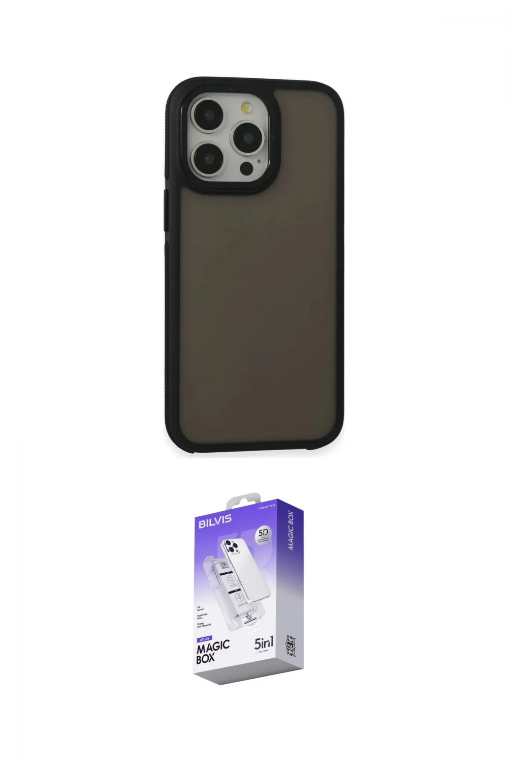 ieg™ iPhone 13 Pro Max Kılıf Eksen Işık - Siyah Bilvis 5in1 3D Magic Cam Ekran Koruyucu