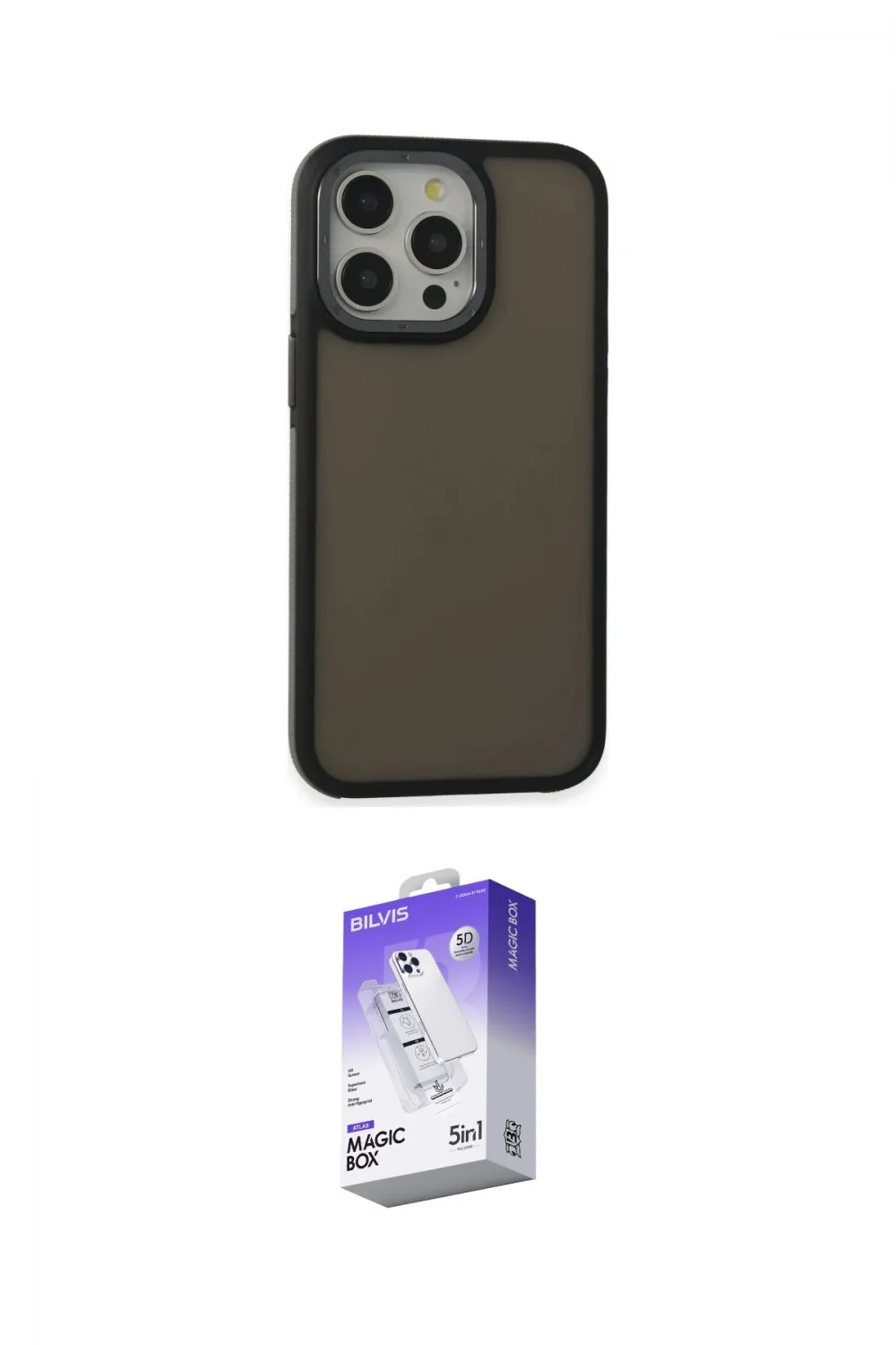 ieg™ iPhone 13 Pro Max Kılıf Eksen Işık - Siyah Bilvis 5in1 3D Magic Cam Ekran Koruyucu
