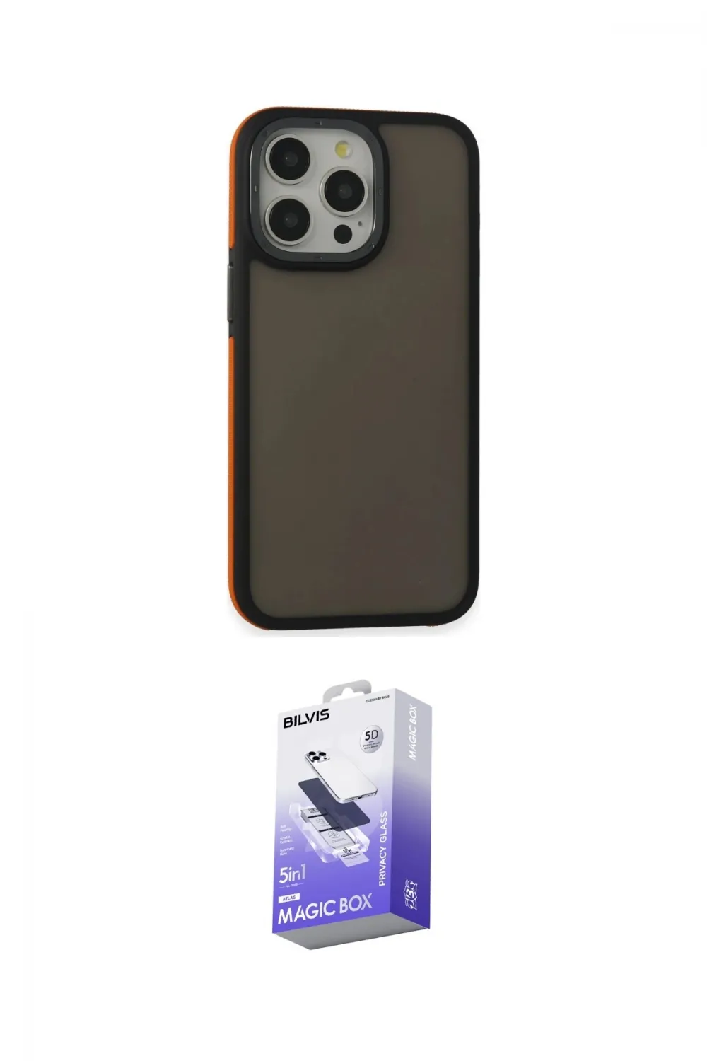ieg™ iPhone 13 Pro Max Kılıf Eksen Işık - Siyah Bilvis 5in1 5D Magic Hayalet Cam Ekran Koruyucu