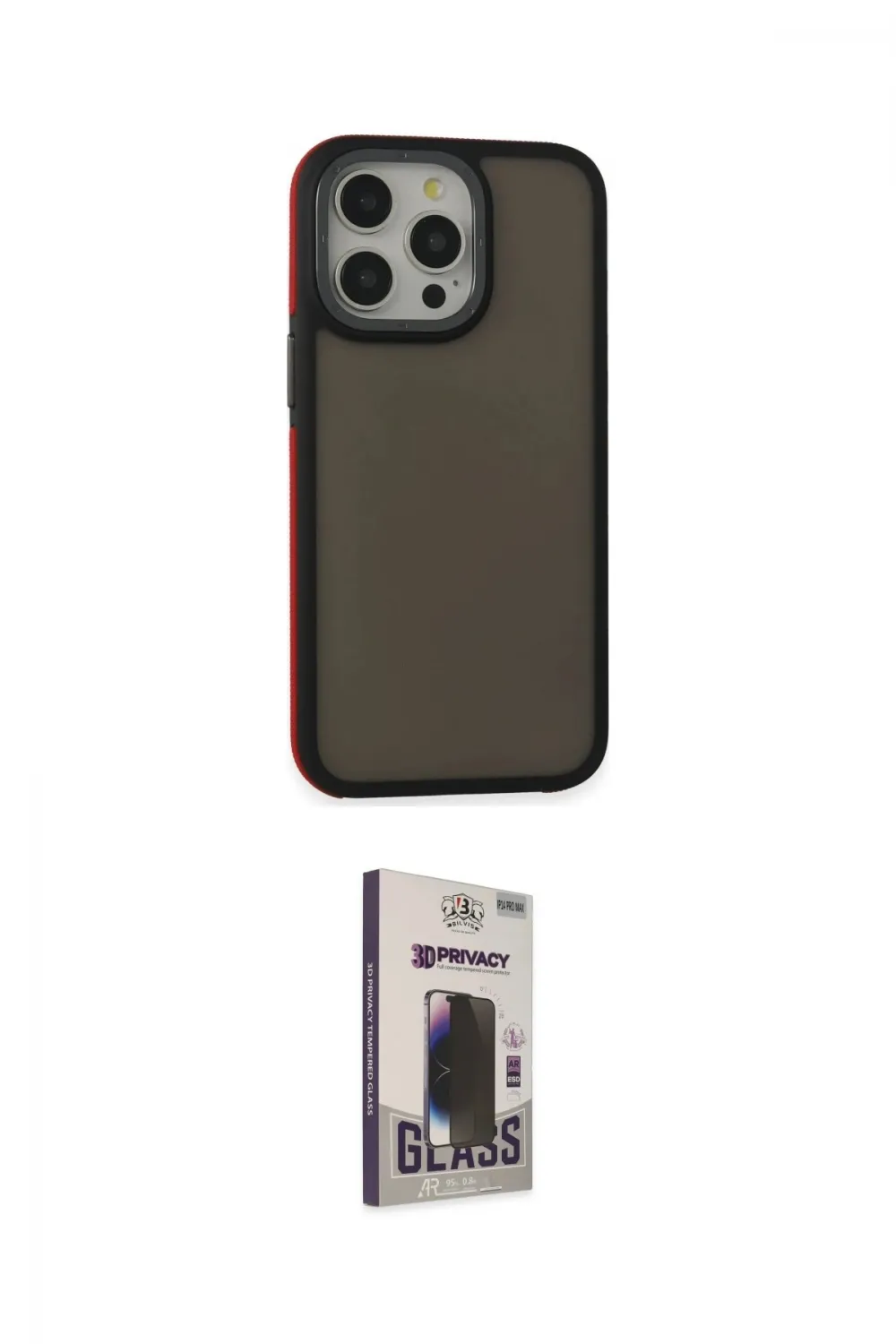 ieg™ iPhone 13 Pro Max Kılıf Eksen Işık - Siyah Bilvis Hayalet Cam Ekran Koruyucu
