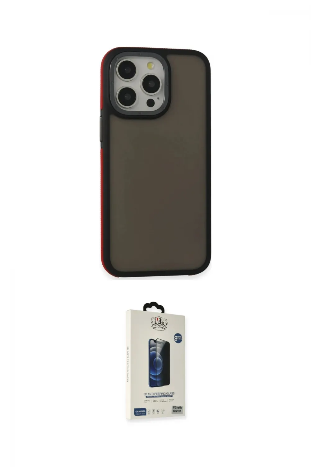 ieg™ iPhone 13 Pro Max Kılıf Eksen Işık - Siyah Bilvis Hayalet Cam Ekran Koruyucu