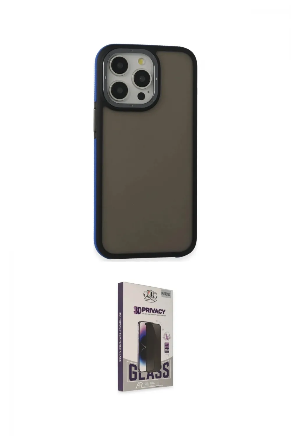 ieg™ iPhone 13 Pro Max Kılıf Eksen Işık - Siyah Bilvis Hayalet Cam Ekran Koruyucu