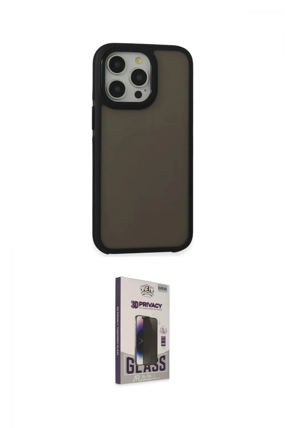 ieg™ iPhone 13 Pro Max Kılıf Eksen Işık - Siyah Bilvis Hayalet Cam Ekran Koruyucu
