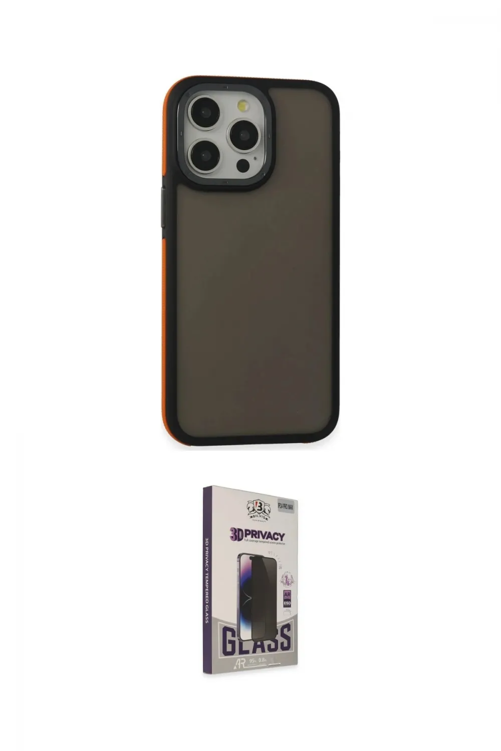 ieg™ iPhone 13 Pro Max Kılıf Eksen Işık - Siyah Bilvis Hayalet Cam Ekran Koruyucu