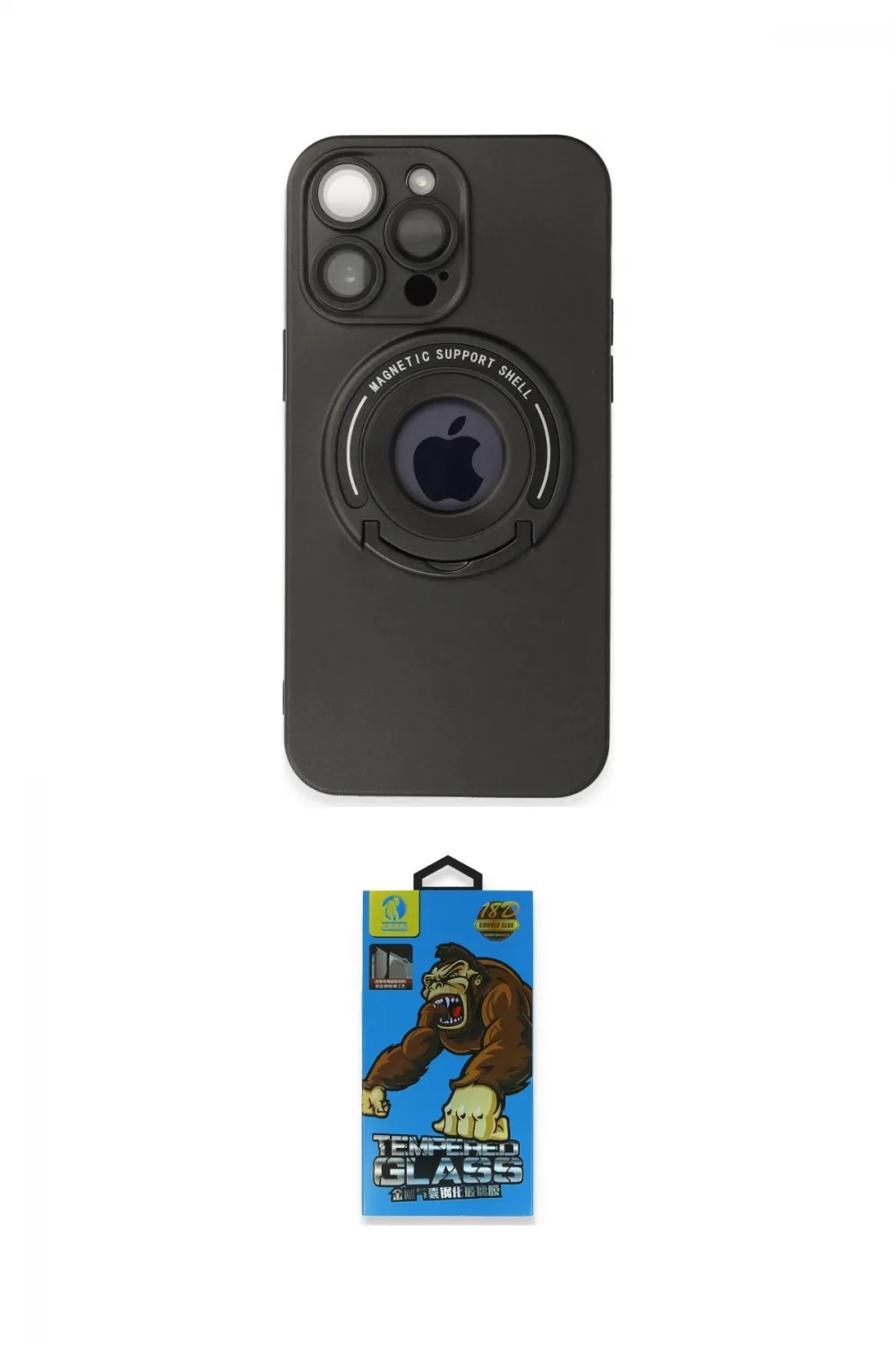 ieg™ iPhone 13 Pro Max Kılıf Eksen Klasik Prime - Siyah 18D Cam Ekran Koruyucu