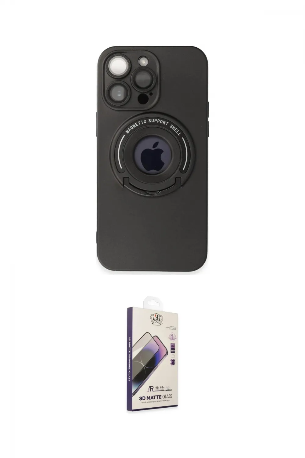 ieg™ iPhone 13 Pro Max Kılıf Eksen Klasik Prime - Siyah Bilvis 3D Mat Cam Ekran Koruyucu