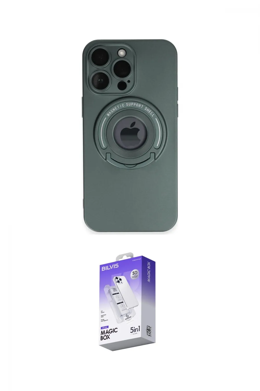 ieg™ iPhone 13 Pro Max Kılıf Eksen Klasik Prime - Siyah Bilvis 5in1 3D Magic Cam Ekran Koruyucu