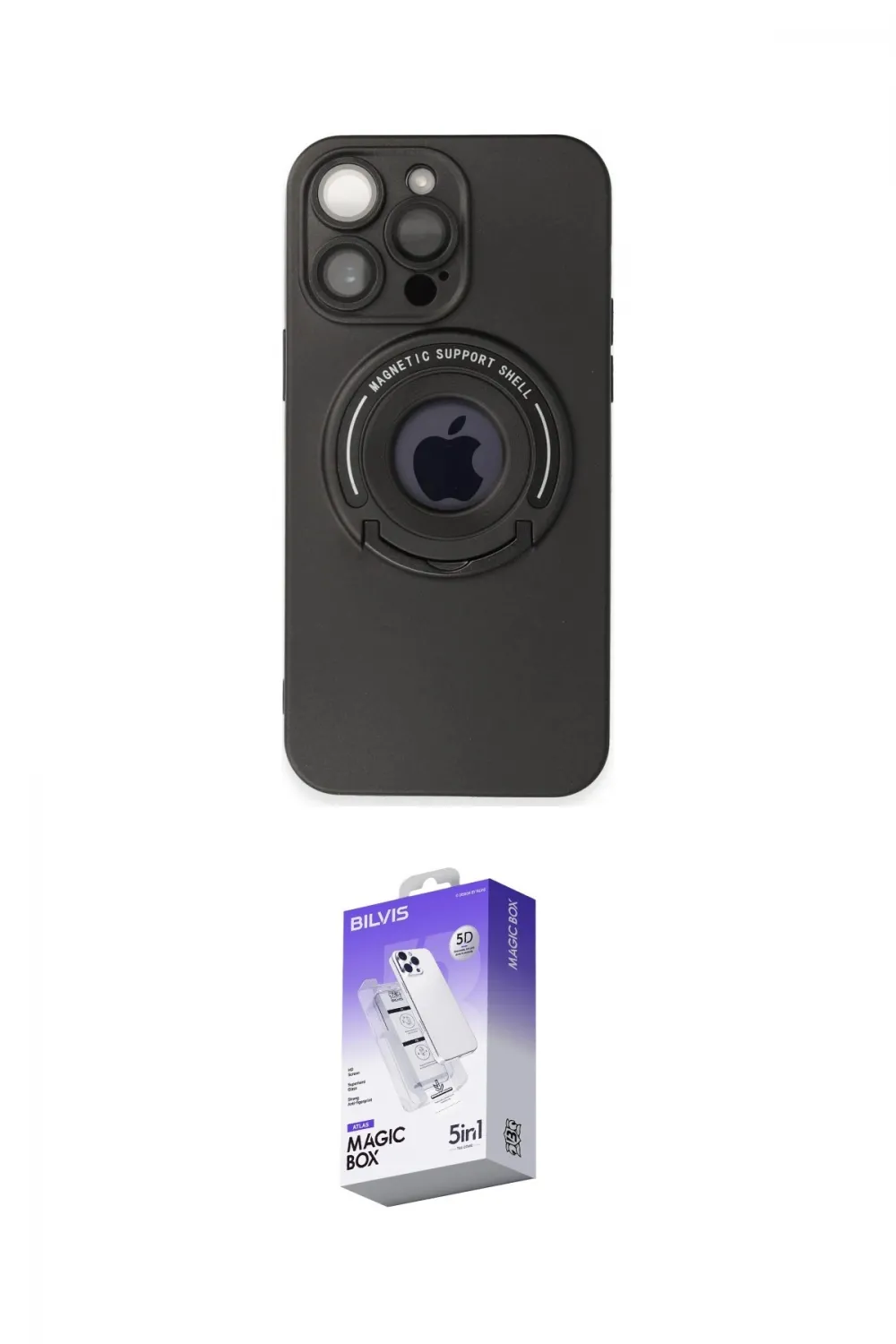 ieg™ iPhone 13 Pro Max Kılıf Eksen Klasik Prime - Siyah Bilvis 5in1 3D Magic Cam Ekran Koruyucu