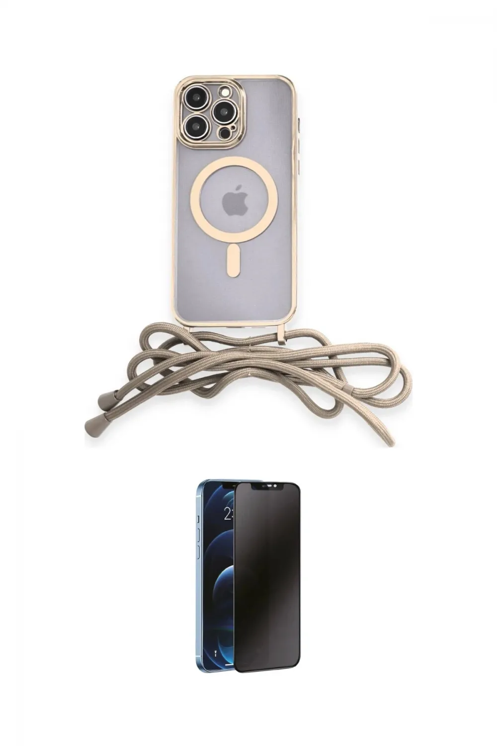 ieg™ iPhone 13 Pro Max Kılıf Eksen Özel Seri - Siyah 3D Antistatik Hayalet Cam Ekran Koruyucu