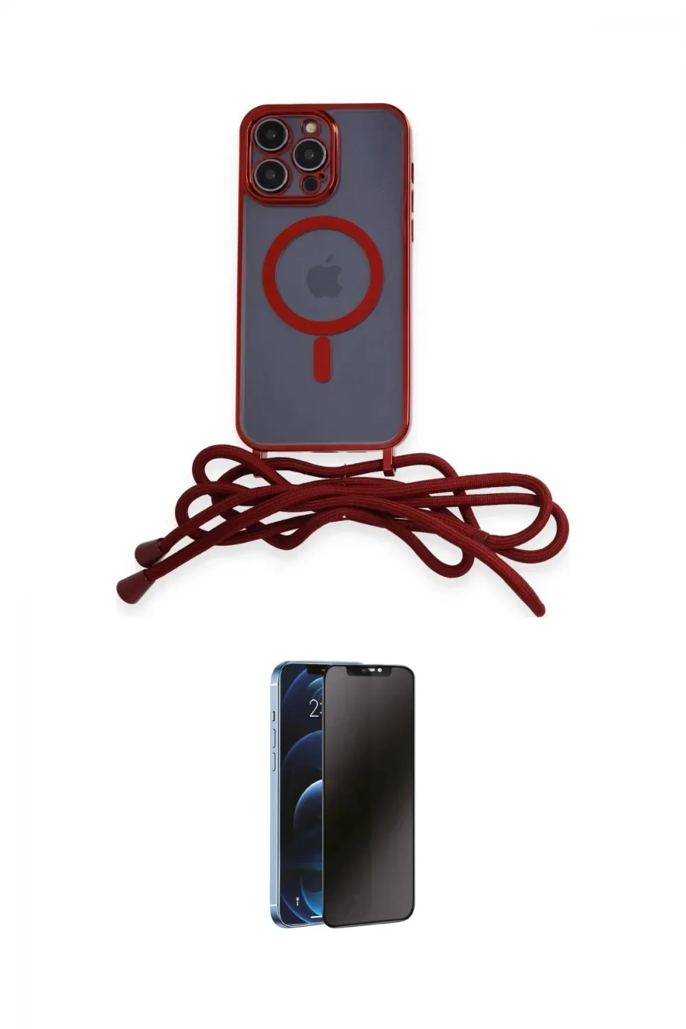 ieg™ iPhone 13 Pro Max Kılıf Eksen Özel Seri - Siyah 3D Antistatik Hayalet Cam Ekran Koruyucu