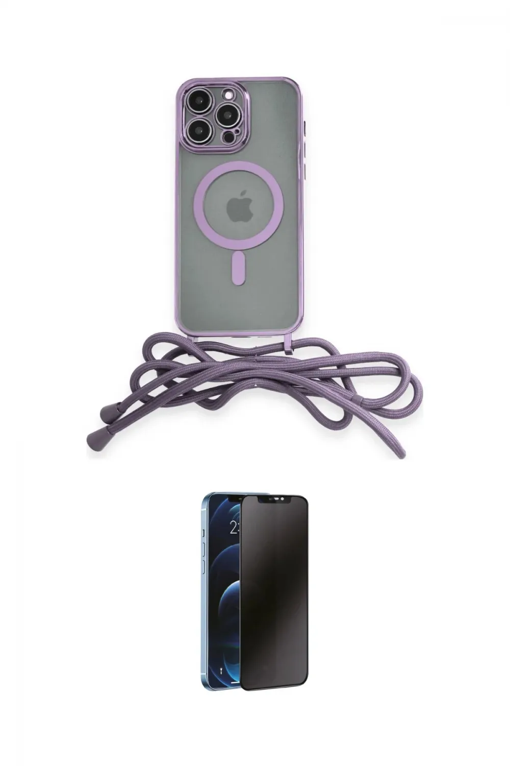 ieg™ iPhone 13 Pro Max Kılıf Eksen Özel Seri - Siyah 3D Antistatik Hayalet Cam Ekran Koruyucu