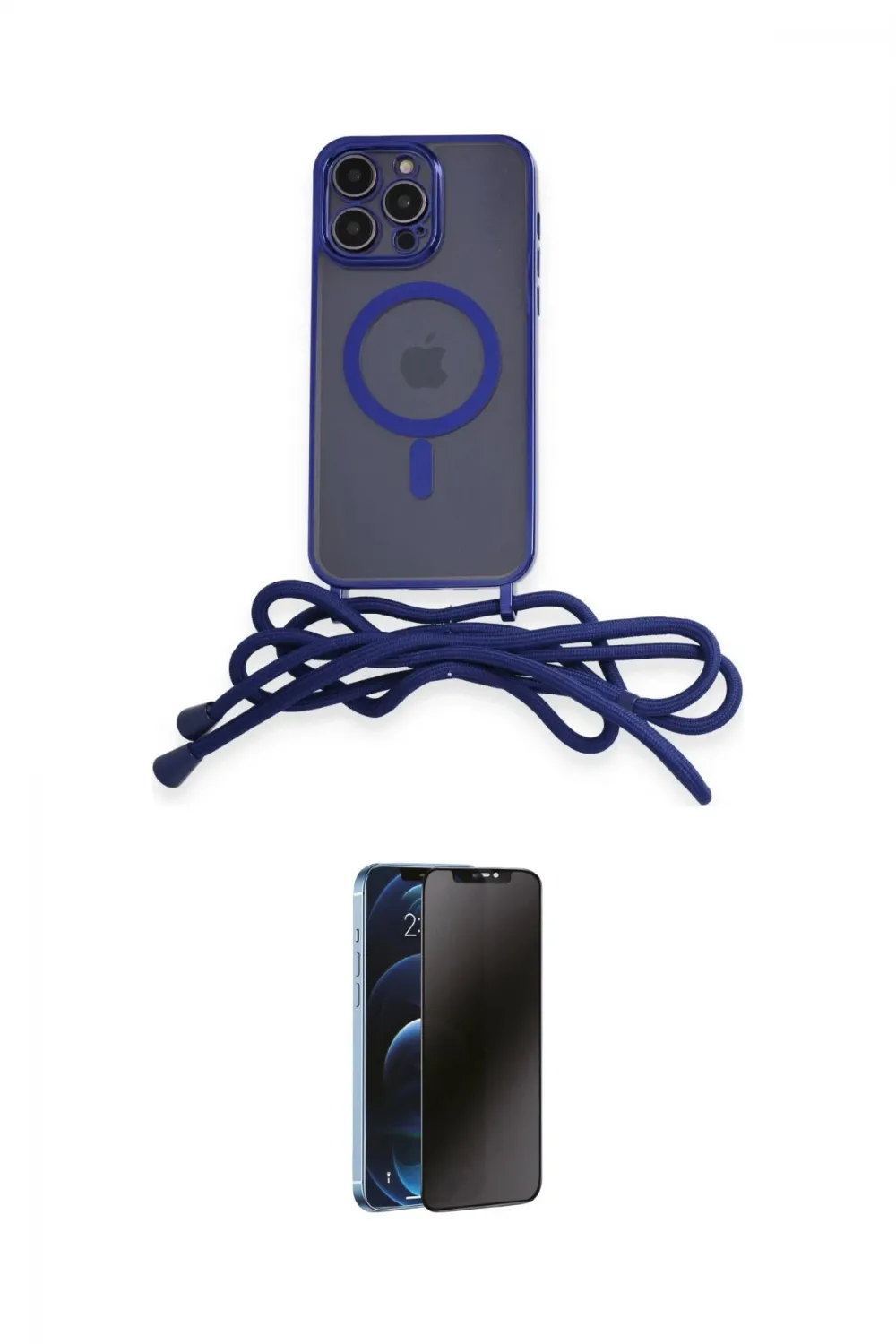 ieg™ iPhone 13 Pro Max Kılıf Eksen Özel Seri - Siyah 3D Antistatik Hayalet Cam Ekran Koruyucu