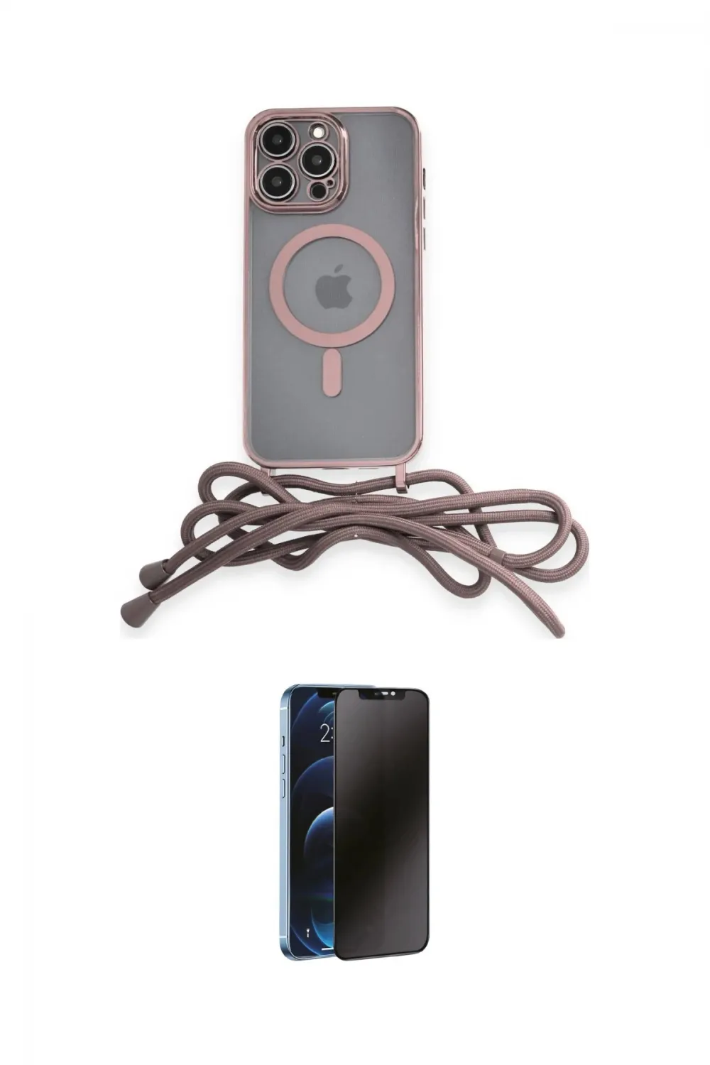 ieg™ iPhone 13 Pro Max Kılıf Eksen Özel Seri - Siyah 3D Antistatik Hayalet Cam Ekran Koruyucu