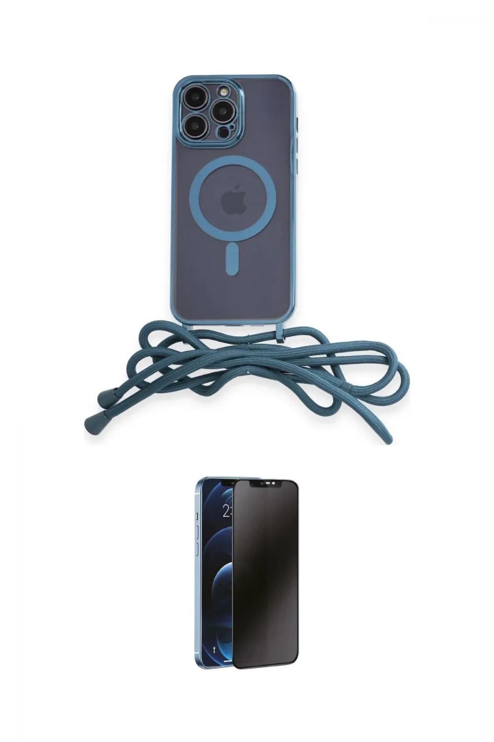 ieg™ iPhone 13 Pro Max Kılıf Eksen Özel Seri - Siyah 3D Antistatik Hayalet Cam Ekran Koruyucu