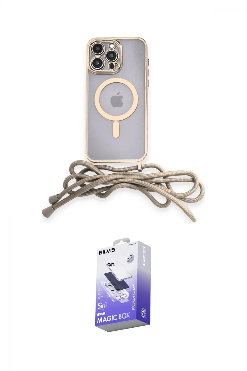 ieg™ iPhone 13 Pro Max Kılıf Eksen Özel Seri - Siyah Bilvis 5in1 5D Magic Hayalet Cam Ekran Koruyucu
