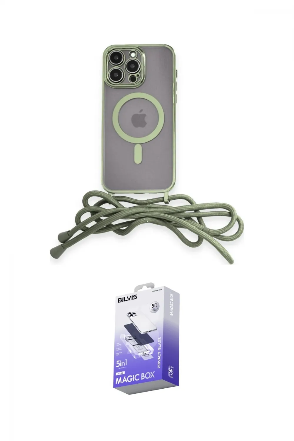 ieg™ iPhone 13 Pro Max Kılıf Eksen Özel Seri - Siyah Bilvis 5in1 5D Magic Hayalet Cam Ekran Koruyucu