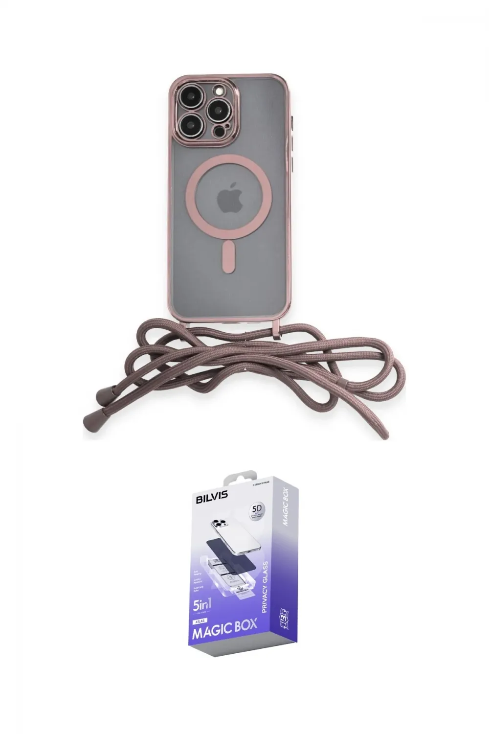 ieg™ iPhone 13 Pro Max Kılıf Eksen Özel Seri - Siyah Bilvis 5in1 5D Magic Hayalet Cam Ekran Koruyucu
