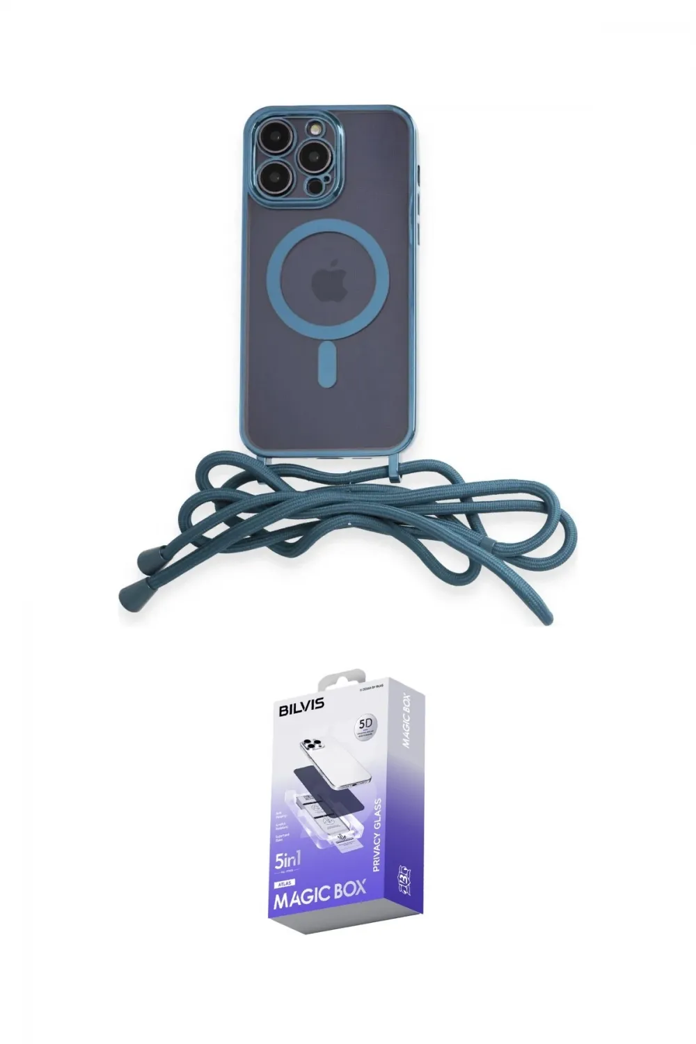 ieg™ iPhone 13 Pro Max Kılıf Eksen Özel Seri - Siyah Bilvis 5in1 5D Magic Hayalet Cam Ekran Koruyucu