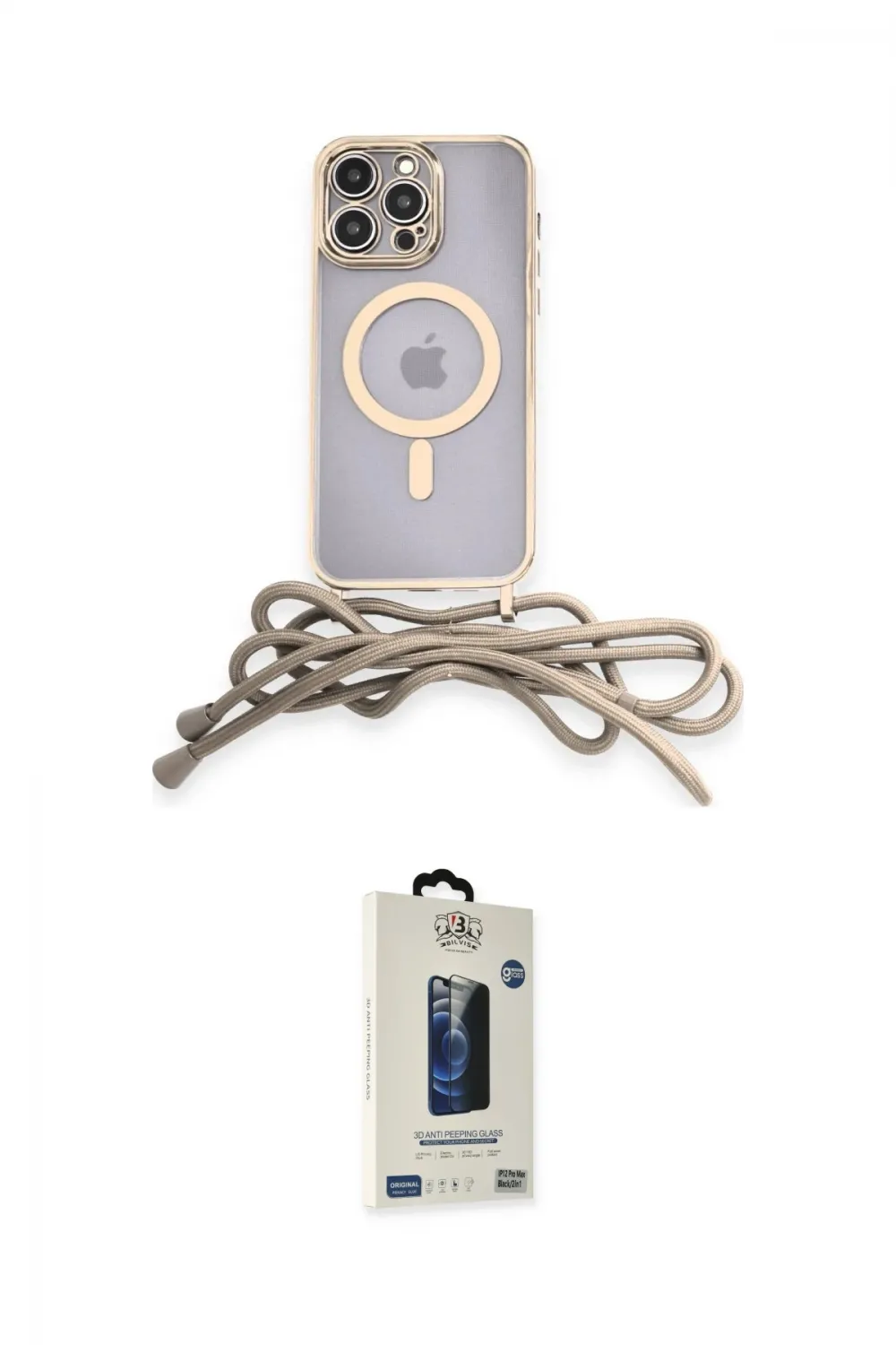ieg™ iPhone 13 Pro Max Kılıf Eksen Özel Seri - Siyah Bilvis Hayalet Cam Ekran Koruyucu