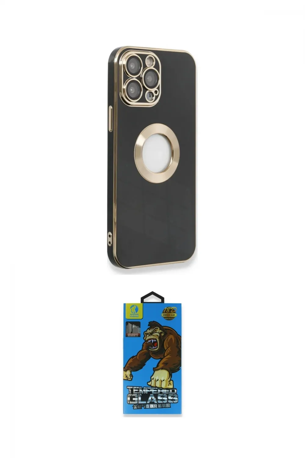 ieg™ iPhone 13 Pro Max Kılıf İz Form Serisi - Siyah 18D Cam Ekran Koruyucu